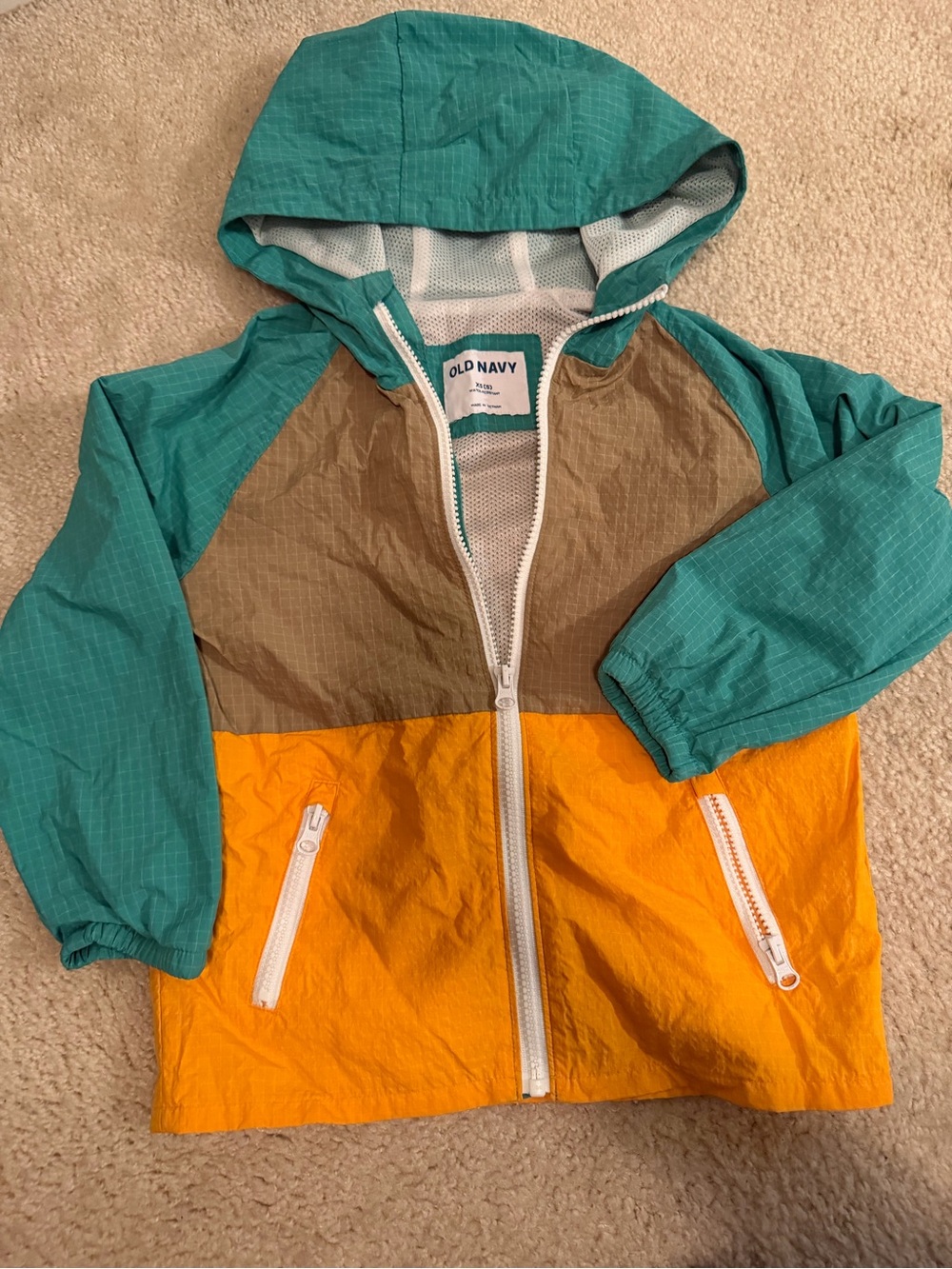 Old Navy Colorblock Kids Raincoat XS
